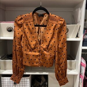 MinkPink Rust Polka Dot Blouse